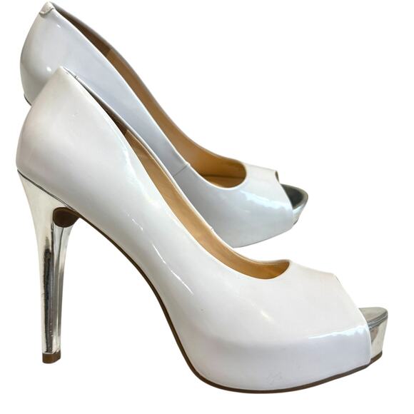 Guess Los Angeles patent 8 1/2 platform peep toe pump 4.5 inch heels 2675 - Picture 1 of 11